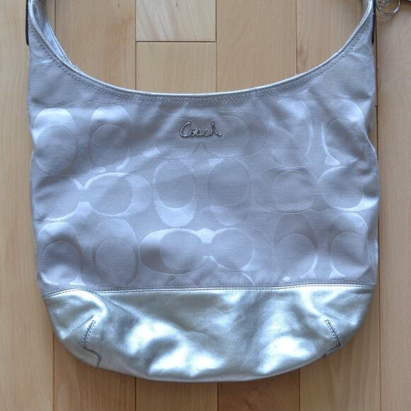Coach Signature Bag Purse Silver F17490 - Picture 2 of 7